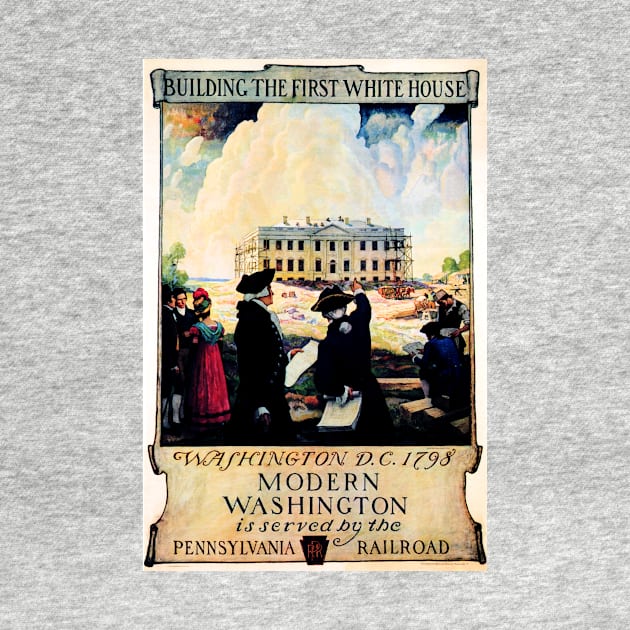 White House Modern Washington is Served by Pennsylvania Railroad Vintage Rail Wall Art by vintageposters